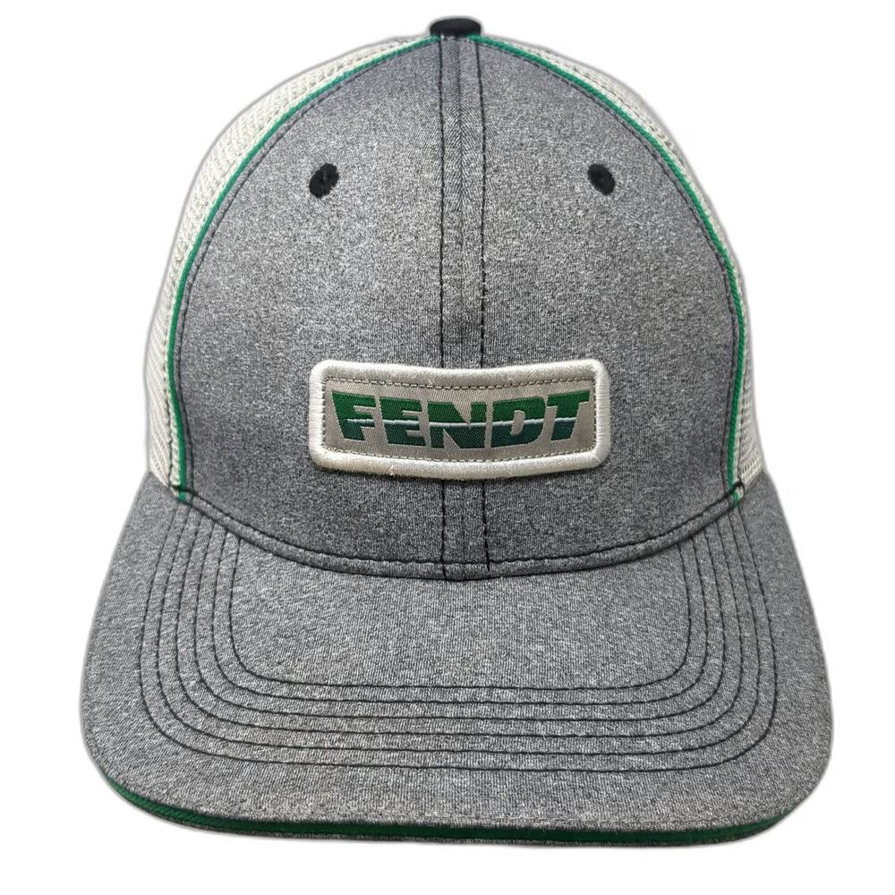 CMG Fendt Agricultural Logo Patch Baseball Cap Gray XL Mesh Back Stretch Fit Hat